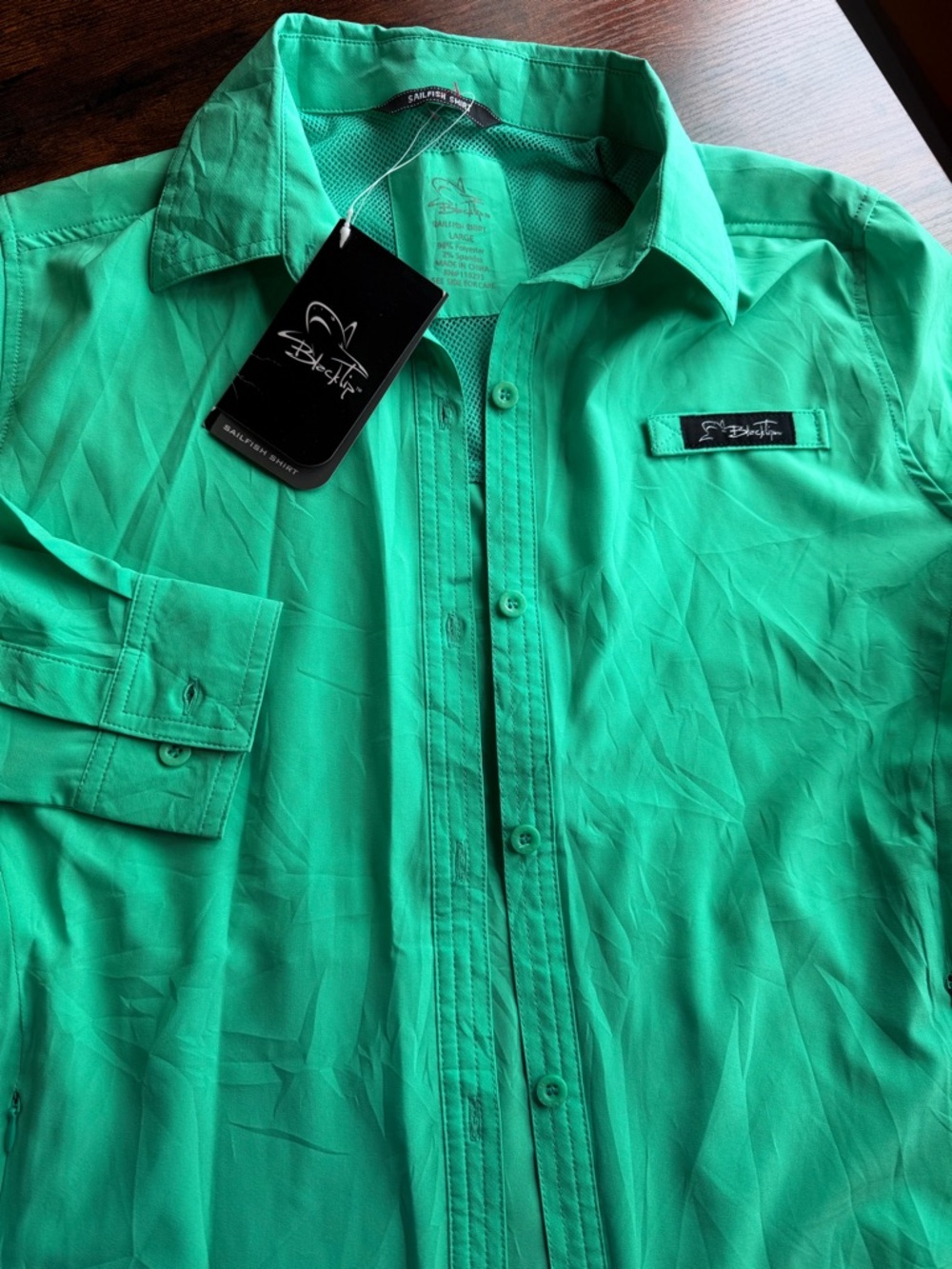BlackTip Sailfish bright green (Mint Leaf) Large shirt